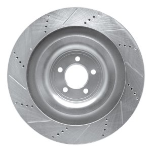 Jaguar XKR Brake Rotor (1) - Front Left - R1 Concepts - Drilled & Slotted - Silver - `08-`09